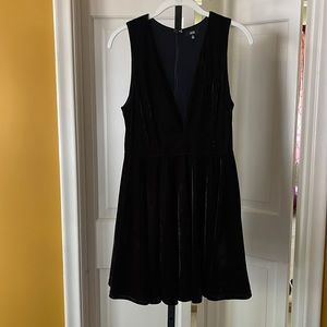 Black velvet formal mini dress, S